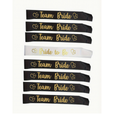 Sash Set - Bride White and Team Bride Black 7pc